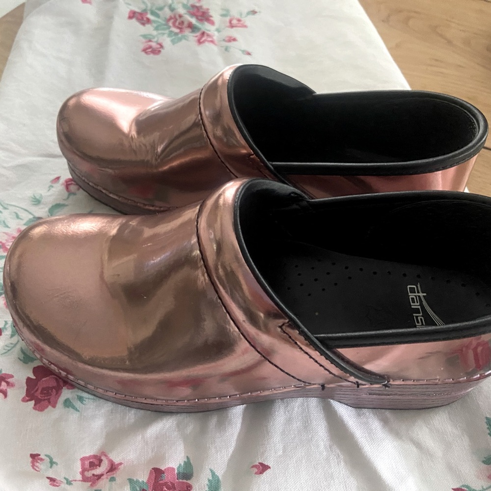 Nursing shoes. Metallic baby rose  pink.